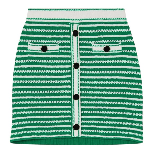 Self Portrait green rope knit mini skirt - Picture 2 of 9